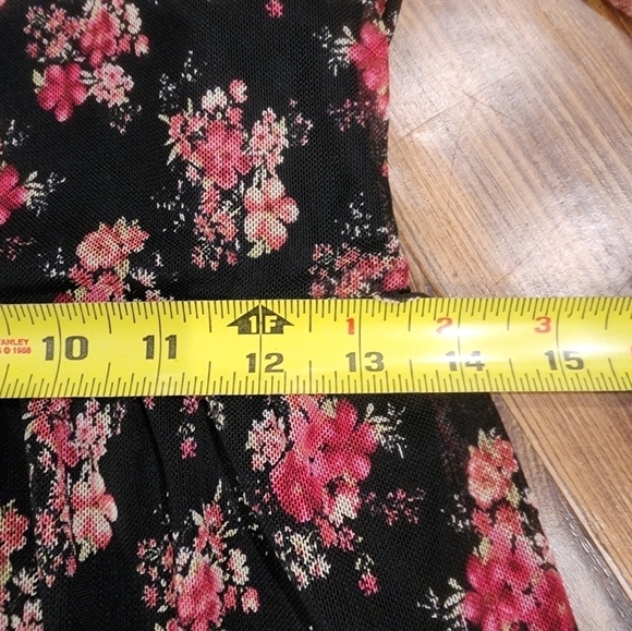 Monteau Semi sheer Floral Dress Longsleeve Dark Romantic - Picture 9 of 15